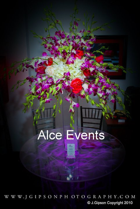 Orchid Wedding Centerpiece Alce Events Tall Orchid Hydrangea and Rose 